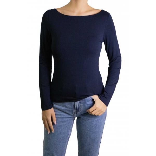 Maglia con scollo a barca tinta unita 